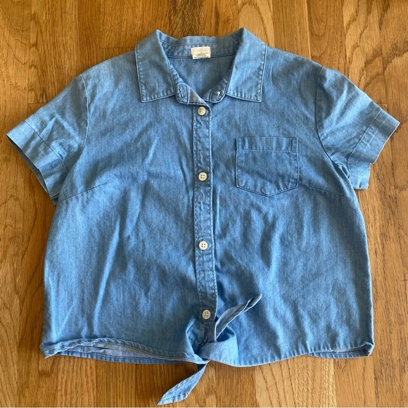 Crewcuts Tie Front Denim Shirt Size 12 - Picture 1 of 6